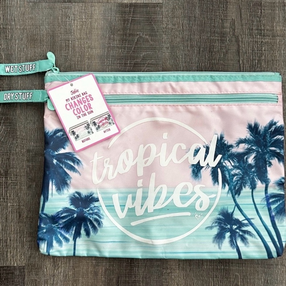 New Justice Tropical Vibes 2-Pocket Wet/Dry Bikini Bag